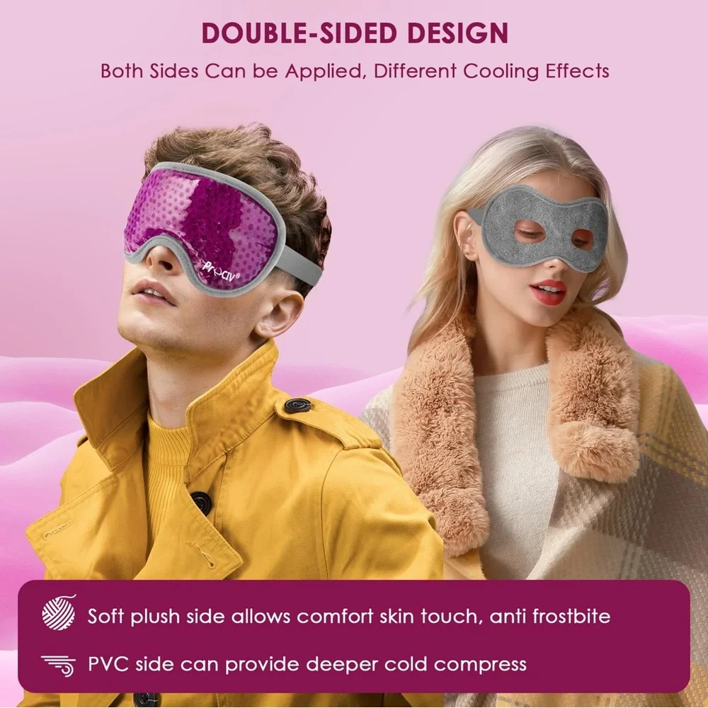 2PCS Cooling Eye Mask - Gel Eye Mask Reusable Gel Beads Hot Cold Compress